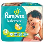 Pampers - Baby Dry couches Taille 3 Midi (4-9 kg), pack x 34 couches